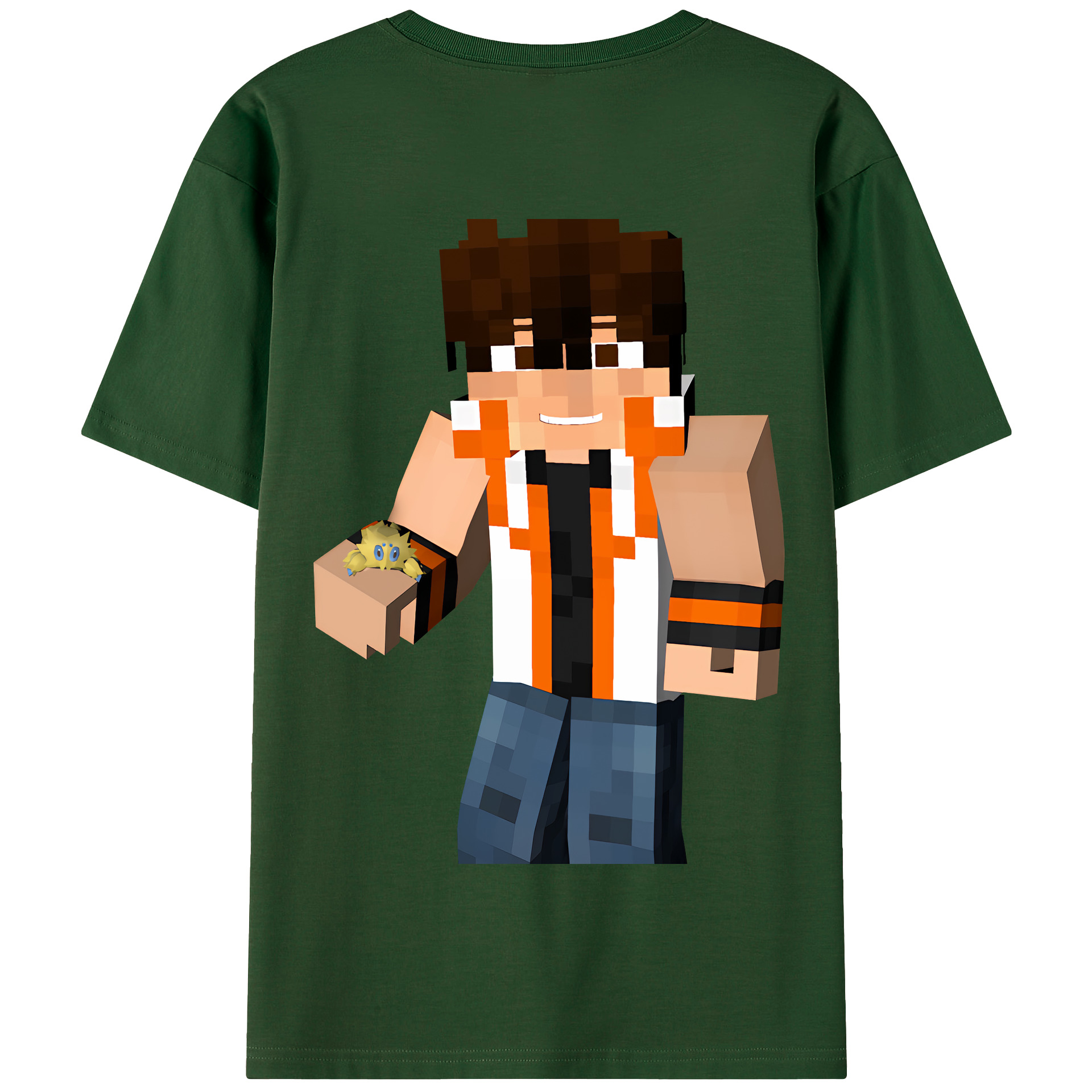 （画像用） マインクラフト ブロックの世界 Minecraft MC Block world 綿100％半袖Tシャツ（背面プリント）